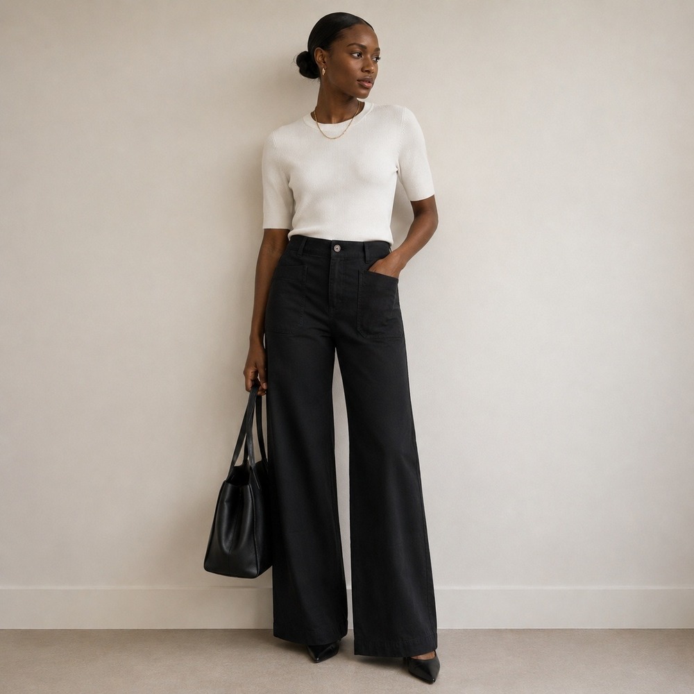 J. Crew Factory Black Wide-Leg Pants